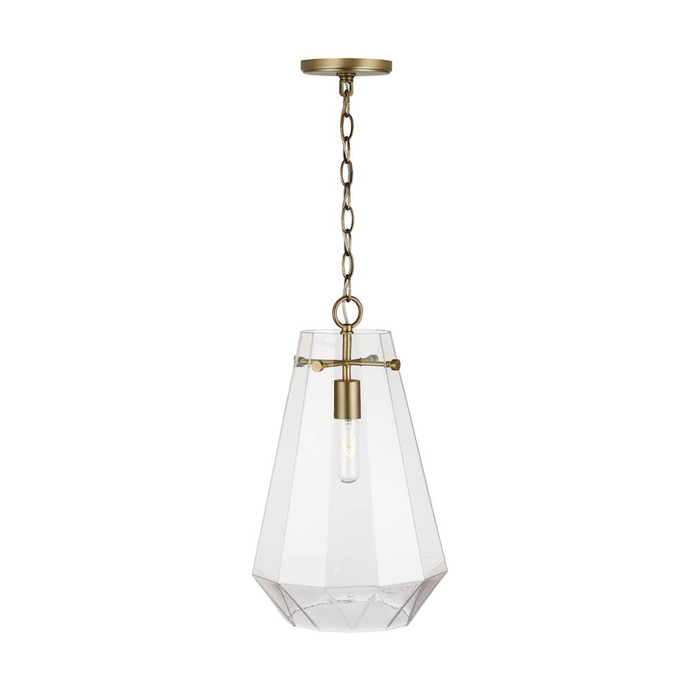 Capital Lighting Lee 11'' W X 18.5'' H 1-light Clear Prismatic Glass Pendant In Aged Brass