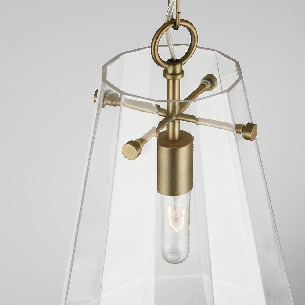 Capital Lighting 338316AD Aged Brass 11'' W X 18.5'' H 1-light Clear Prismatic Glass Pendant In Aged Brass Image 4