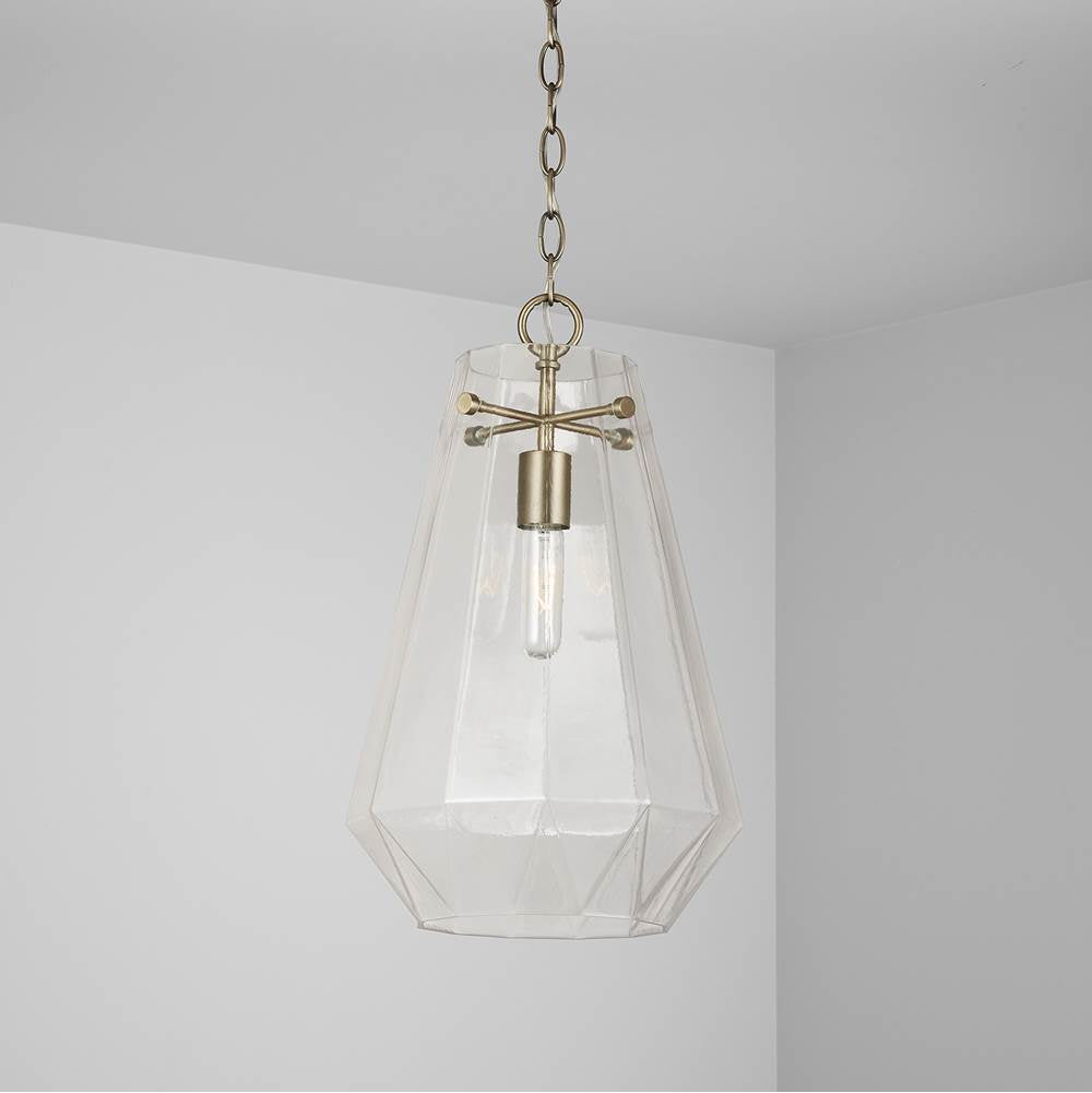 Capital Lighting 338316AD Aged Brass 11'' W X 18.5'' H 1-light Clear Prismatic Glass Pendant In Aged Brass Image 3