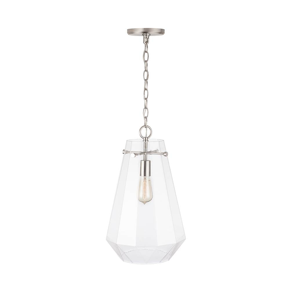 Capital Lighting Lee 11'' W X 18.5'' H 1-light Clear Prismatic Glass Pendant In Aged Brass
