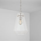 Capital Lighting 338316BN Brushed Nickel 11'' W X 18.5'' H 1-light Clear Prismatic Glass Pendant In Brushed Nickel Image 3