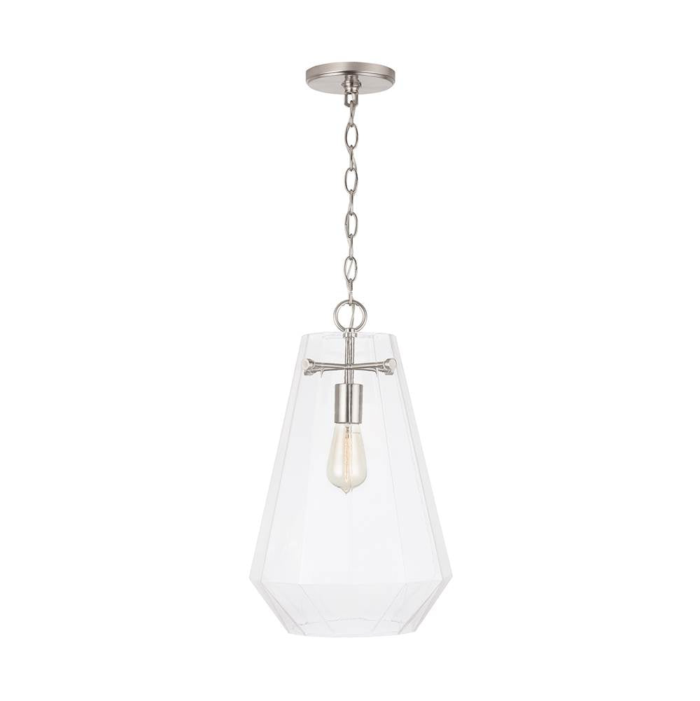 Capital Lighting 338316BN Brushed Nickel 11'' W X 18.5'' H 1-light Clear Prismatic Glass Pendant In Brushed Nickel Image 2