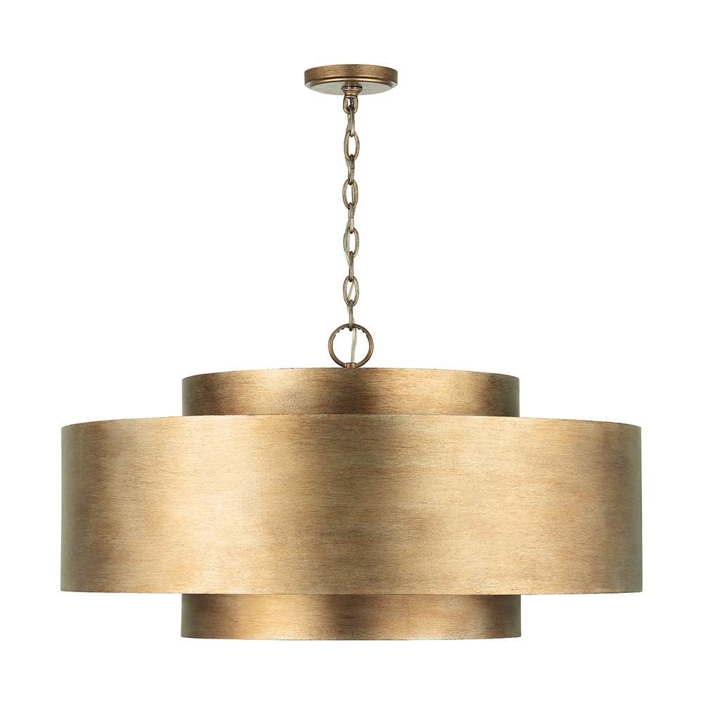 Capital Lighting Jude 30'' W X 17'' H 9-light Metal Drum Pendant In Mystic Luster