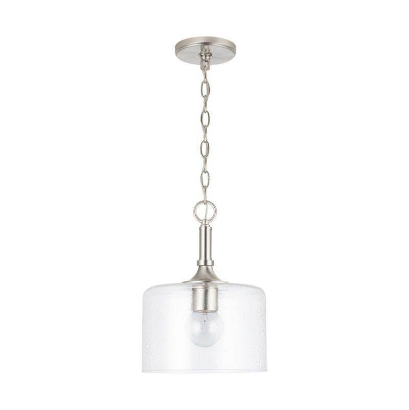 Capital Lighting 339311BN Brushed Nickel 10'' W X 14'' H 1-light Clear Seeded Glass Pendant In Brushed Nickel Image 1