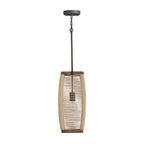 Capital Lighting 340311YG Grey Wash,Iron Silk 8.5'' W X 19'' H 1-light Pendant In Grey Wash And Grey Iron With Intricately Hand-wrapped Natural Jute Image 1