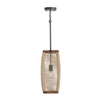 Capital Lighting 340311YG Grey Wash,Iron Silk 8.5'' W X 19'' H 1-light Pendant In Grey Wash And Grey Iron With Intricately Hand-wrapped Natural Jute Image 2