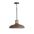 Capital Lighting 340312YG Grey Wash,Iron Silk 17'' W X 9'' H 1-light Curved Wood Bell Pendant In Grey Wash And Grey Iron With Hand-wrapped Natural Jute Image 1
