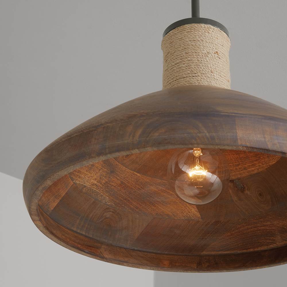 Capital Lighting Jacob 18'' W X 11'' H 1-light Pendant In Grey Wash And Grey Iron With Hand-wrapped Natural Jute