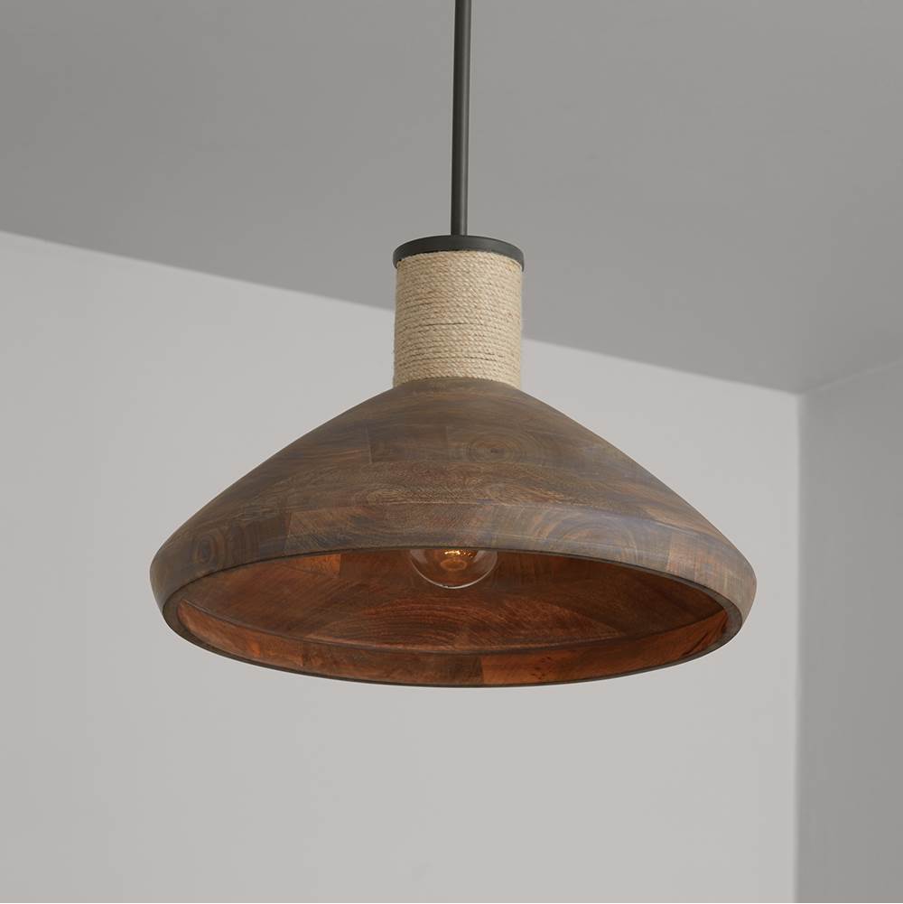 Capital Lighting 340313YG Grey Wash,Iron Silk 18'' W X 11'' H 1-light Pendant In Grey Wash And Grey Iron With Hand-wrapped Natural Jute Image 3