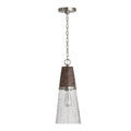 Capital Lighting 340511HN Black Wash,Matte Nickel 8'' W X 19.5'' H 1-light Cone Pendant With Black Wash Wood And Stone Seeded Glass In Matte Nickel Image 1