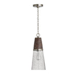 Capital Lighting 340511HN Black Wash,Matte Nickel 8'' W X 19.5'' H 1-light Cone Pendant With Black Wash Wood And Stone Seeded Glass In Matte Nickel Image 1