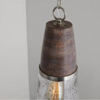 Capital Lighting 340511HN Black Wash,Matte Nickel 8'' W X 19.5'' H 1-light Cone Pendant With Black Wash Wood And Stone Seeded Glass In Matte Nickel Image 4