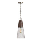 Capital Lighting 340511HN Black Wash,Matte Nickel 8'' W X 19.5'' H 1-light Cone Pendant With Black Wash Wood And Stone Seeded Glass In Matte Nickel Image 2