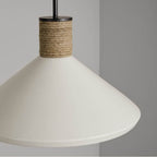 Capital Lighting Destin 18'' W X 10.5'' H 1-light Cone Pendant In Pewter With Soft White Ceramic Shade And Natural Jute Rope Accent