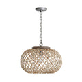 Capital Lighting 340811GK Grey Wash,Antique Nickel 18.5'' W X 14'' H 1-light Natural Rattan Pendant In Grey Wash Wood And Anique Nickel Image 1