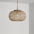 Capital Lighting 340811GK Grey Wash,Antique Nickel 18.5'' W X 14'' H 1-light Natural Rattan Pendant In Grey Wash Wood And Anique Nickel Image 3