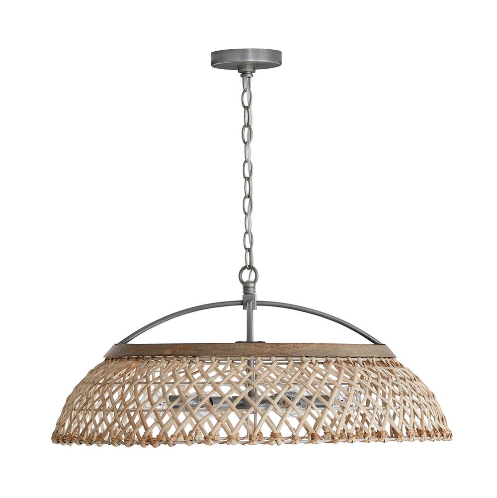Capital Lighting 340862GK Grey Wash,Antique Nickel 29'' W X 13'' H 6-light Natural Rattan Pendant In Grey Wash Wood And Antique Nickel Image 1