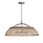 Capital Lighting Rainey 29'' W X 13'' H 6-light Natural Rattan Pendant In Grey Wash Wood And Antique Nickel