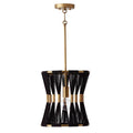 Capital Lighting Bianca 12'' W X 14'' H 1-light Pendant In Black Rope And Patinaed Brass - P'' Pleat Gathered String Tapered