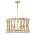 Capital Lighting Bianca 24.5'' W X 14'' H 6-light Pendant In Bleached Natural Rope And Patinaed Brass - P'' Pleat Gathered String Tapered