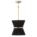 Capital Lighting Cecilia 12'' W X 13'' H 1-light Tapered String Pendant In Black Rope And Patinaed Brass