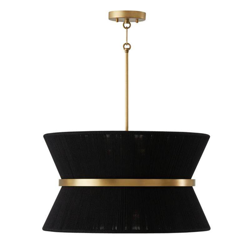 Capital Lighting Cecilia 24'' W X 14'' H 8-light Tapered String Pendant In Black Rope And Patinaed Brass