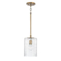 Capital Lighting Emerson 7'' W X 11.5'' H 1-light Pendant In Aged Brass With Embossed Seeded Glass