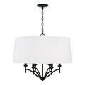 Capital Lighting Peyton 26'' W X 21'' H 6-light Drum Pendant Chandelier In Matte Black With White Fabric Shade