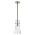 Capital Lighting Mila 6'' W X 14.5'' H 1-light Pendant In Aged Brass With Clear Half-crackle Tapered Glass
