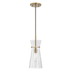 Capital Lighting Mila 6'' W X 14.5'' H 1-light Pendant In Aged Brass With Clear Half-crackle Tapered Glass