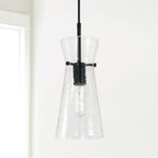 Capital Lighting Mila 6'' W X 14.5'' H 1-light Pendant In Aged Brass With Clear Half-crackle Tapered Glass