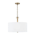 Capital Lighting Abbie 19'' W X 16'' H 3-light Drum Pendant In Aged Brass With White Fabric Shade And White Glass Diffuser