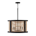 Capital Lighting 344061FK Flat Black 22'' W X 13'' H 4-light Pendant In Flat Black Made With Handcrafted Mango Wood And Rattan Image 1