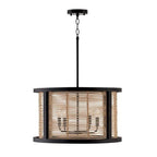 Capital Lighting 344061FK Flat Black 22'' W X 13'' H 4-light Pendant In Flat Black Made With Handcrafted Mango Wood And Rattan Image 1