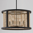 Capital Lighting 344061FK Flat Black 22'' W X 13'' H 4-light Pendant In Flat Black Made With Handcrafted Mango Wood And Rattan Image 2
