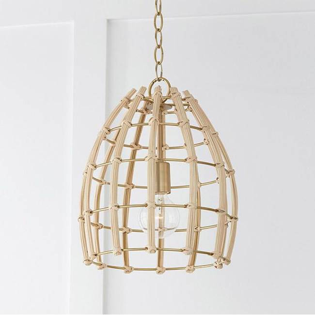 Capital Lighting 344111MA Matte Brass 12'' W X 14.5'' H 1-light Small Pendant In Matte Brass Made With Handcrafted Rattan Image 2