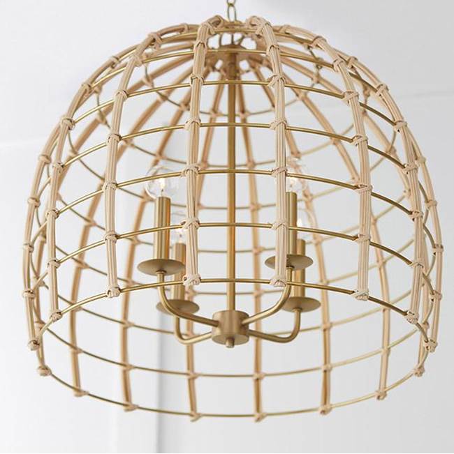 Capital Lighting Wren 23'' W X 22'' H 4-light Large Pendant In Matte Brass Made With Handcrafted Rattan