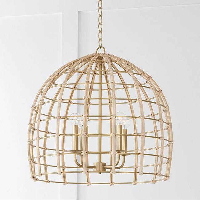 Capital Lighting 344141MA Matte Brass 23'' W X 22'' H 4-light Large Pendant In Matte Brass Made With Handcrafted Rattan Image 2