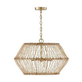 Capital Lighting 344142MA Matte Brass 24.25''w X 15.25''h 4-light Pendant In Matte Brass With Natural Rattan Image 1
