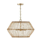 Capital Lighting 344142MA Matte Brass 24.25''w X 15.25''h 4-light Pendant In Matte Brass With Natural Rattan Image 1