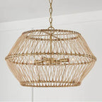 Capital Lighting 344142MA Matte Brass 24.25''w X 15.25''h 4-light Pendant In Matte Brass With Natural Rattan Image 2