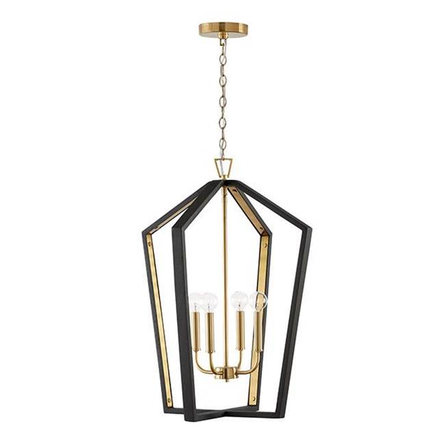 Capital Lighting 344541KM Flat Black,Matte Brass 20'' W X 27'' H 4-light Pendant In Flat Black And Matte Brass Made With Handcrafted Mango Wood Image 1