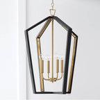 Capital Lighting Maren 20'' W X 27'' H 4-light Pendant In Flat Black And Matte Brass Made With Handcrafted Mango Wood