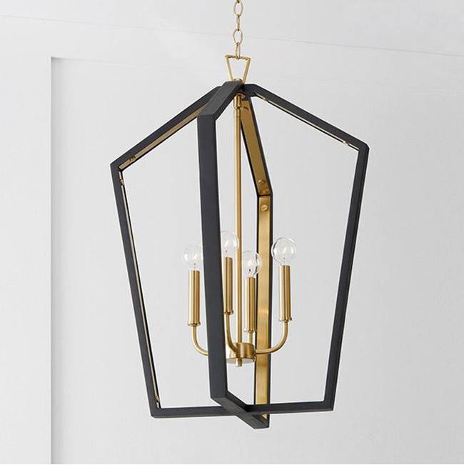Capital Lighting 344541KM Flat Black,Matte Brass 20'' W X 27'' H 4-light Pendant In Flat Black And Matte Brass Made With Handcrafted Mango Wood Image 2
