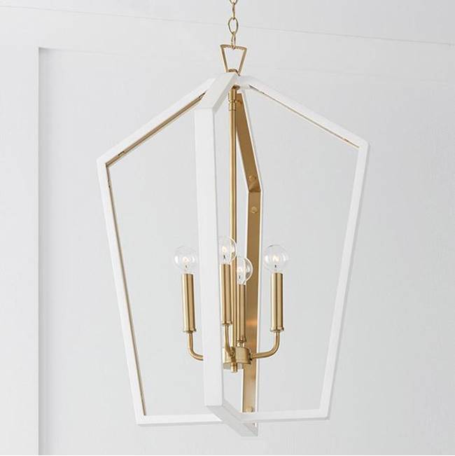 Capital Lighting 344541WM Flat White,Matte Brass 20'' W X 27'' H 4-light Pendant In Flat White And Matte Brass Made With Handcrafted Mango Wood Image 2