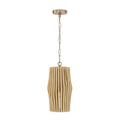 Capital Lighting 344613BWB Blonde Wood,Matte Brass 8.75'' W X 17.25'' H 1-light Pendant In Matte Brass And Handcrafted Blonde Mango Wood Image 1