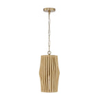 Capital Lighting 344613BWB Blonde Wood,Matte Brass 8.75'' W X 17.25'' H 1-light Pendant In Matte Brass And Handcrafted Blonde Mango Wood Image 1