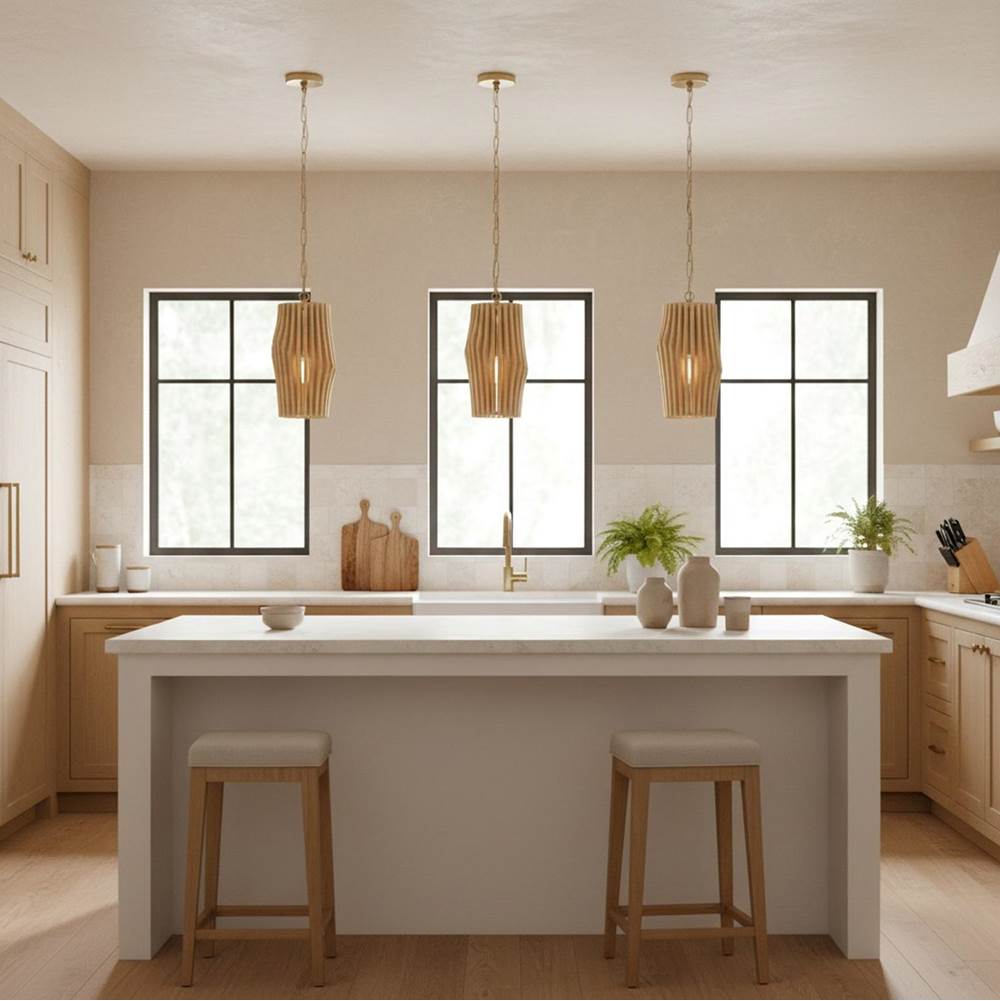 Capital Lighting 344613BWB Blonde Wood,Matte Brass 8.75'' W X 17.25'' H 1-light Pendant In Matte Brass And Handcrafted Blonde Mango Wood Image 3