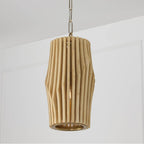 Capital Lighting Archer 8.75'' W X 17.25'' H 1-light Pendant In Matte Brass And Handcrafted Blonde Mango Wood