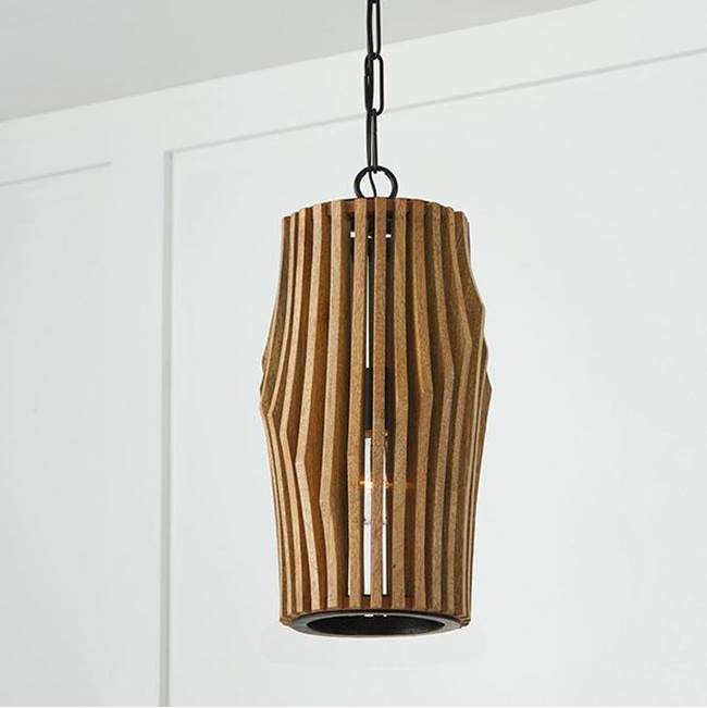Capital Lighting 344613WK Light Wood,Matte Black 8.75''w X 17.25''h 1-light Pendant Handcrafted Of Light-stained Wood And Matte Black Frame Image 2